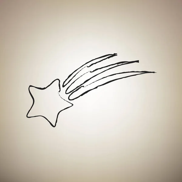 Um sinal de chuva de meteoros. Vector. Escova desenhado ícone preto na luz bro —  Vetores de Stock