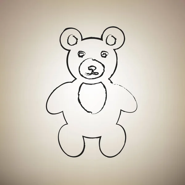 泰迪熊标志插图。向量。画笔绘制黑色图标在 — 图库矢量图片