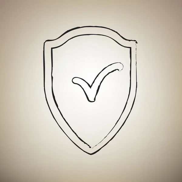 Signo de escudo como símbolo de proteção e seguro. Vector. Escova dr — Vetor de Stock
