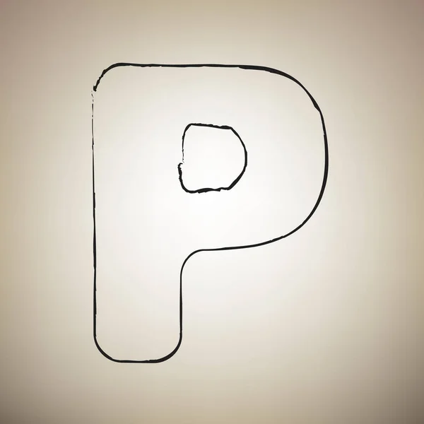 Літера P елемент шаблону дизайну знаку. Вектор. Пензель намальований чорний — стоковий вектор