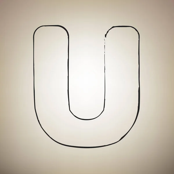 U harfi işareti şablon öğesi tasarım. Vektör. Fırça defterlerimiz blac — Stok Vektör