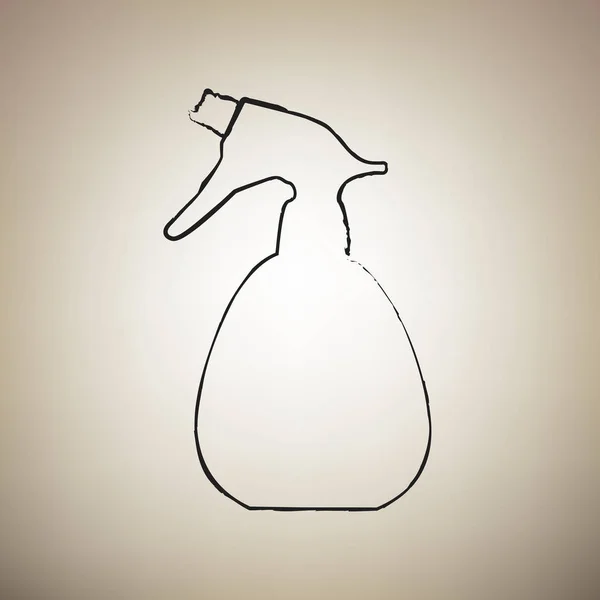 Spray fles voor het reinigen van teken. Vector. Borstel tot zwart pictogram — Stockvector