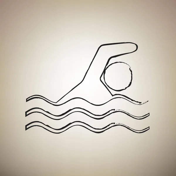 游泳水运动标志。向量。刷画黑色图标在李 — 图库矢量图片