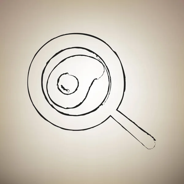 Omelett am Pan-Symbol. Vektor. Pinsel gezeichnet schwarze Ikone bei Licht bro — Stockvektor