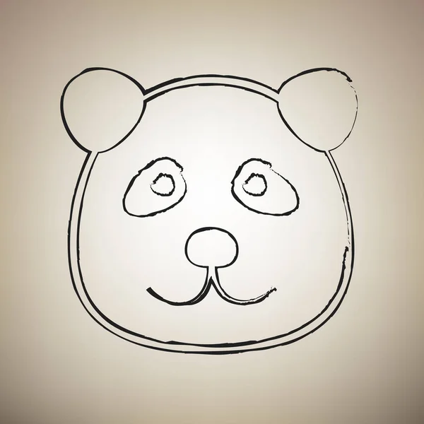 Ilustración del signo de Panda. Vector. Cepillo dibujado icono negro en ligh — Vector de stock