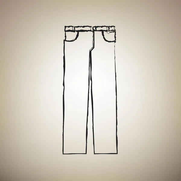 Pantalones vaqueros para hombre o signo. Vector. Cepillo dibujado icono negro en li — Vector de stock