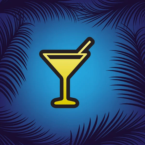 Cocktail teken de afbeelding. Vector. Gouden pictogram met zwarte hir — Stockvector