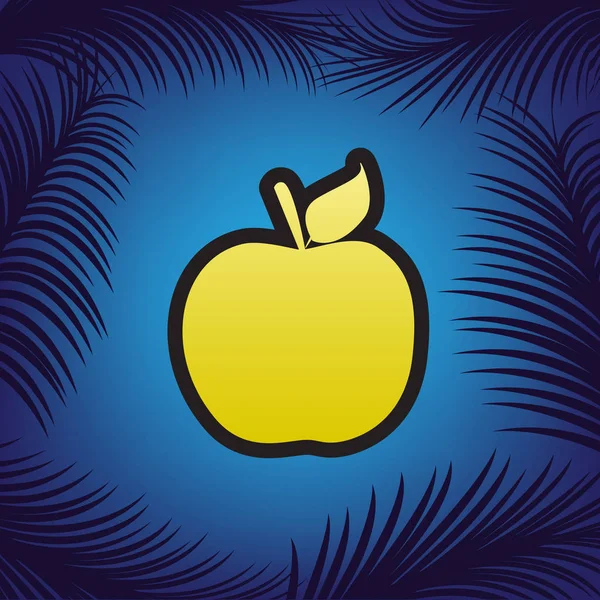 Ilustracja znak Apple. Wektor. Złotą ikoną z czarny kontur — Wektor stockowy