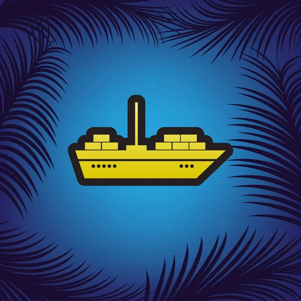 Illustration de panneau de navire. Vecteur. icône dorée avec contour noir a — Image vectorielle