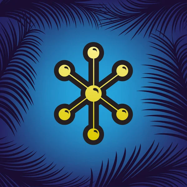Illustrazione del segno molecolare. Vettore. Icona dorata con conto nero — Vettoriale Stock