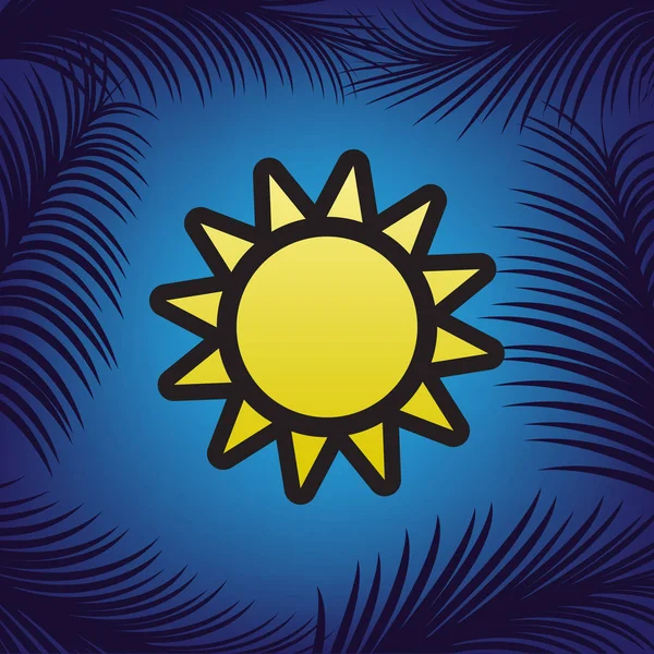 Sonnenzeichen-Illustration. Vektor. goldenes Symbol mit schwarzer Kontur bei — Stockvektor