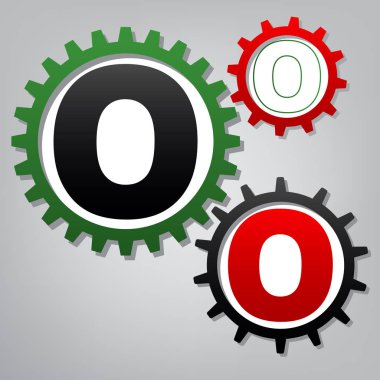 O harfi işareti şablon öğesi tasarım. Vektör. Üç g bağlı