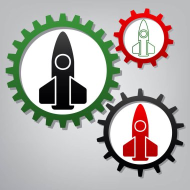 Retro roket işareti illüstrasyon. Vektör. Üç bağlı wi-vites