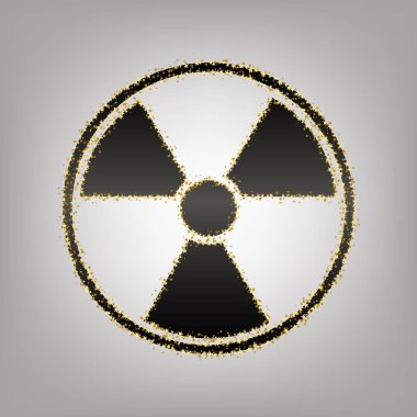 Radyasyon yuvarlak işareti. Vektör. Siyahımsı altın yıldız simgesiyle