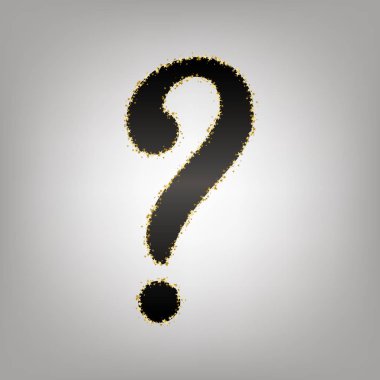 Soru işareti işareti. Vektör. Altın yıldız g, siyahımsı simgesi