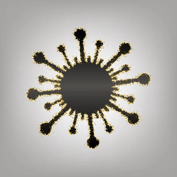 Virus sign illustration. Vector. Blackish icon with golden stars — Stock Vector