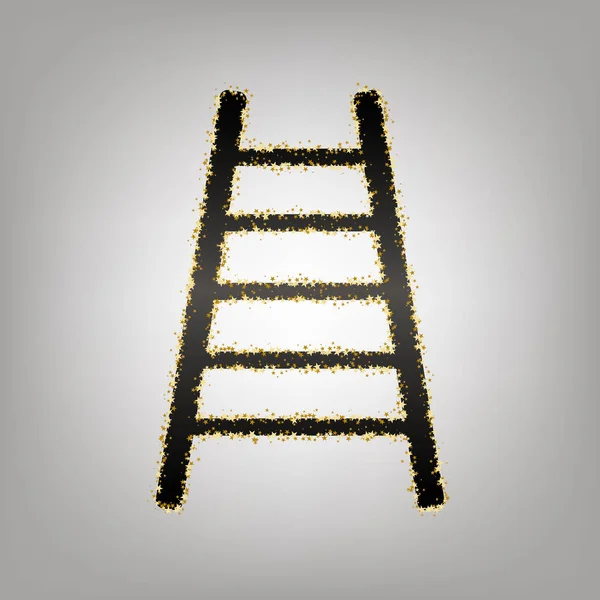 Ladder teken illustratie. Vector. Zwartachtig pictogram met gouden ster — Stockvector