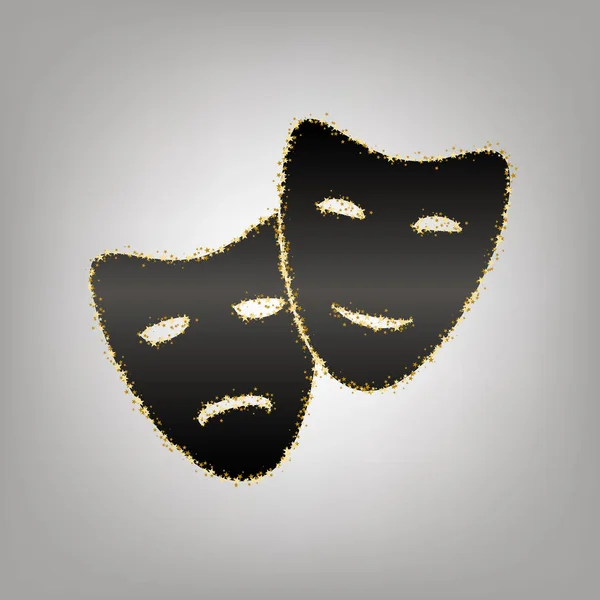 Teater-ikonen med glad och ledsen masker. Vektor. Svartaktiga ikonen wit — Stock vektor