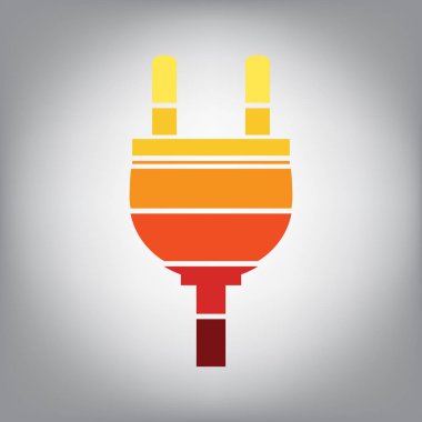 Soket işareti illüstrasyon. Vektör. Yatay simge ile güneşli gradyan renkleri gri arka planda dilimlenmiş.