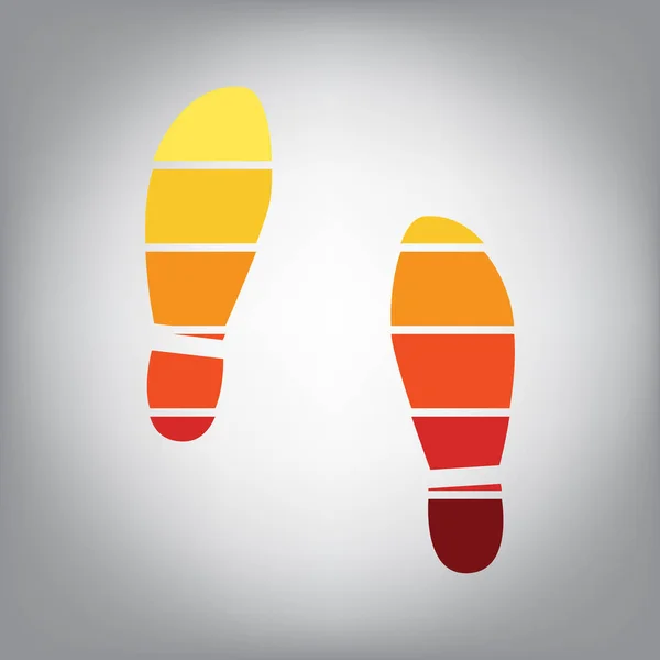Jejak Tanda Sepatu Vektor Ikon Yang Diiris Horisontal Dengan Warna - Stok Vektor
