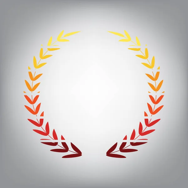 Laurel Wreath sign. Vector. Horizontally sliced icon with colors from sunny gradient in gray background.