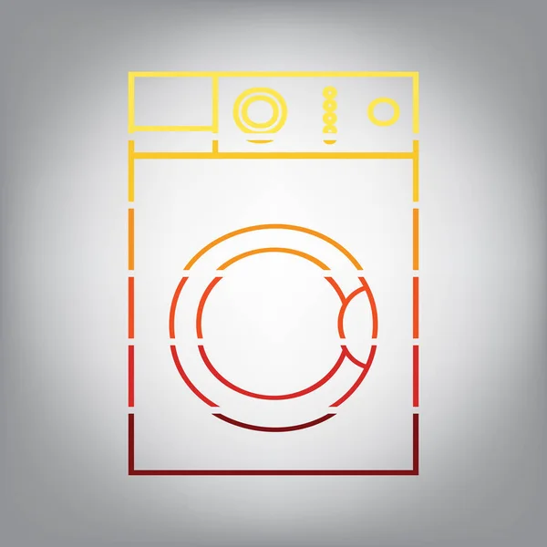 Знак Пральної Машини Вектор Горизонтально Нарізана Піктограма Кольорами Сонячного Градієнта — стоковий вектор