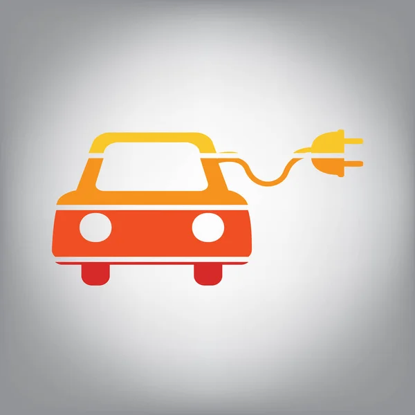 Signo de coche eléctrico ecológico. Vector. Icono en rodajas horizontales con col — Vector de stock