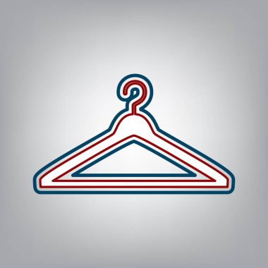 Askı işareti illüstrasyon. Vektör. Koyu kırmızı, şeffaf ve gece yarısı yeşil kontur grimsi arka plan, beyaz simgesinin.