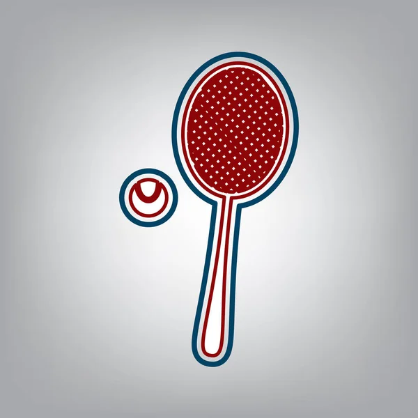Tennis Racquet Ball Sign Vector Dark Red Transparent Midnight Green — Stock Vector