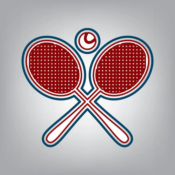 Deux Raquettes Tennis Avec Panneau Bille Vecteur Coup Rouge Foncé — Image vectorielle