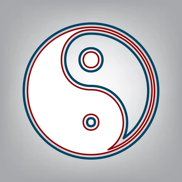 Ying Yang Symbol Harmonii Równowagi Wektor Ciemny Czerwony Przejrzysty Obrysu — Wektor stockowy