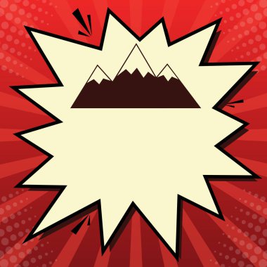 Mountain sign illustration. Vector. Dark red icon in lemon chiff