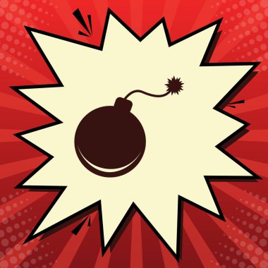 Bomba işareti illüstrasyon. Vektör. Koyu kırmızı simge limon şifon s