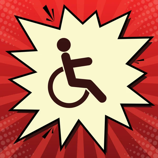 Illustrazione segno disabili. Vettore. Icona rosso scuro in chiff di limone — Vettoriale Stock