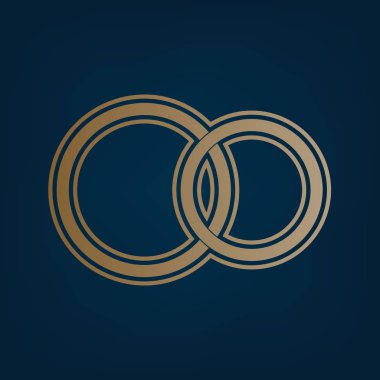 Alyans işareti. Vektör. Simge ve koyu mavi arka plan, kenarlık.