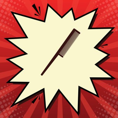 İşareti tarak. Vektör. Limon şifon çekim kabarcığın ışınları ile kırmızı popart arka plan, koyu kırmızı simge.