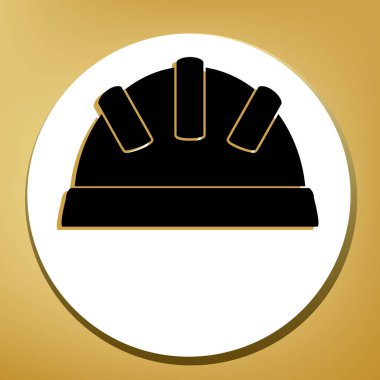 Bebek işareti illüstrasyon. Vektör. Beyaz daire şeklinde yüzük, altın arka plan ile hafif kahverengi gölgeli siyah simgesi.