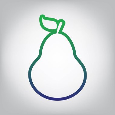 Armut işareti illüstrasyon. Vektör. Yeşil ışık Center'da grimsi arka plan mavi degrade kontur simgesine.