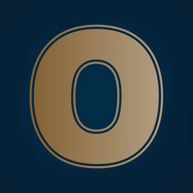 O harfi işareti şablon öğesi tasarım. Vektör. Simge ve koyu mavi arka plan, kenarlık.