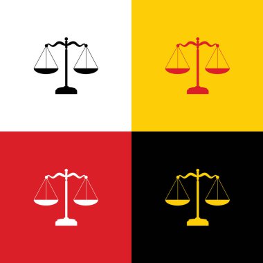 Ölçekler denge işareti. Vektör. Arka plan olarak karşılık gelen Colors Alman bayrağı simgeleri.