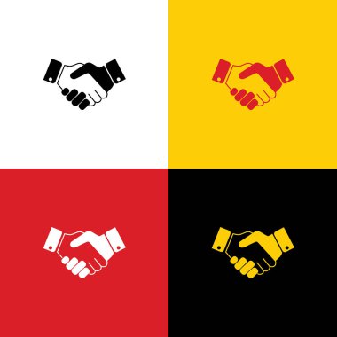 İş anlaşma / sözleşme anlaşması işareti illüstrasyon. Vektör. Arka plan olarak karşılık gelen Colors Alman bayrağı simgeleri.