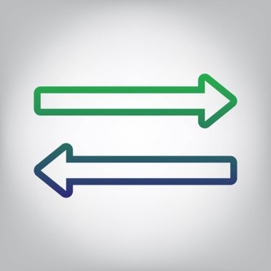 Ok basit kayıt. Vektör. Yeşil ışık Center'da grimsi arka plan mavi degrade kontur simgesine.