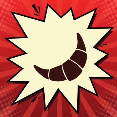 Kruvasan basit kayıt. Vektör. Limon şifon çekim kabarcığın ışınları ile kırmızı popart arka plan, koyu kırmızı simge.