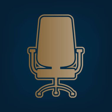 Ofis koltuğu işaret. Vektör. Simge ve koyu mavi arka plan, kenarlık.