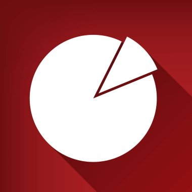 Ekonomi grafik işareti. Vektör. Yakut kırmızı arka plan, sınırsız gölge beyaz simgesi.