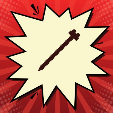 Vida işareti illüstrasyon. Vektör. Limon şifon çekim kabarcığın ışınları ile kırmızı popart arka plan, koyu kırmızı simge.