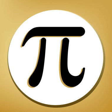Pi Yunanca harf işareti. Vektör. Beyaz daire şeklinde yüzük, altın arka plan ile hafif kahverengi gölgeli siyah simgesi.