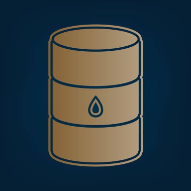 Petrol varil işaret. Vektör. Simge ve koyu mavi arka plan, kenarlık.