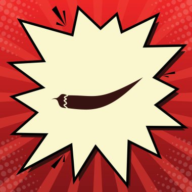 Biber biber işareti. Vektör. Limon şifon çekim kabarcığın ışınları ile kırmızı popart arka plan, koyu kırmızı simge.