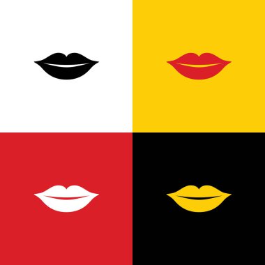 Dudaklar illüstrasyon işareti. Vektör. Arka plan olarak karşılık gelen Colors Alman bayrağı simgeleri.